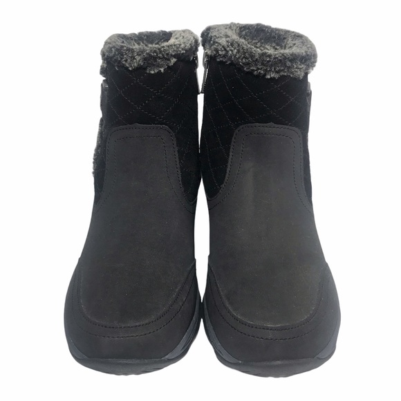 EASY SPIRIT Ember Ankle Boots Weather Resistant Black Leather Side Zip - Picture 5 of 13